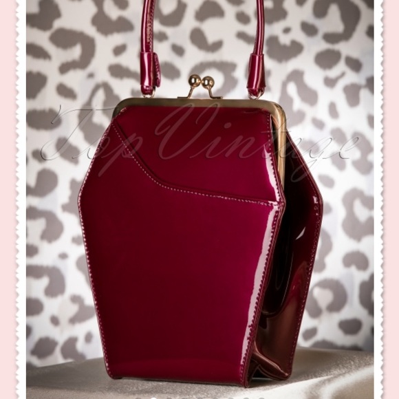 Tatyana Handbags - To Die For Purse Burgundy Tatyana Coffin Handbag Vamp Halloween Horror Pinup